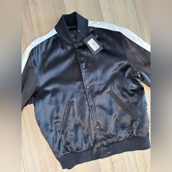 The Kooples Bomber jackets men’s fancy teddy M medium black NWT fall MSRP$450 - Picture 7 of 10